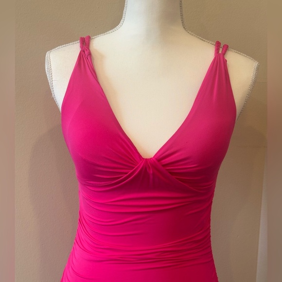 Carmen Marc Valvo Pink Ruched Tankini Swim Top Size Small - Picture 3 of 7